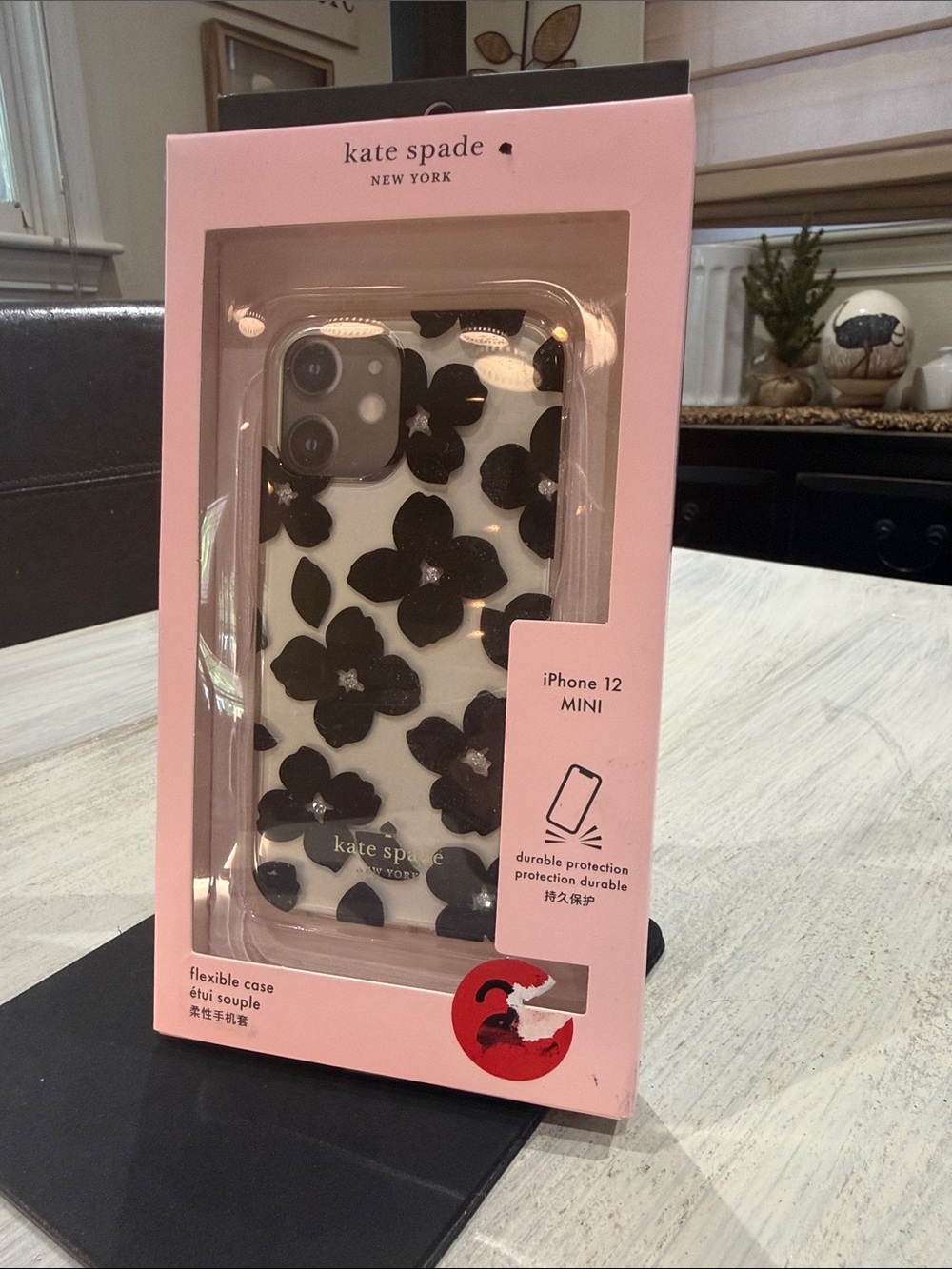 kate spade White iPhone 12 Mini Case with Black Floral Design